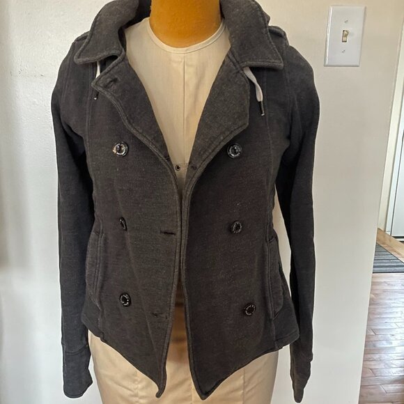 Vtg Hooded warm button gray coat jacket grey element - Picture 5 of 7